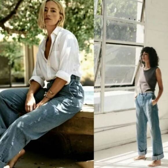 Imogene & Willie kate eames high-rise trouser wide leg chino jeans Size 23 - Picture 2 of 9